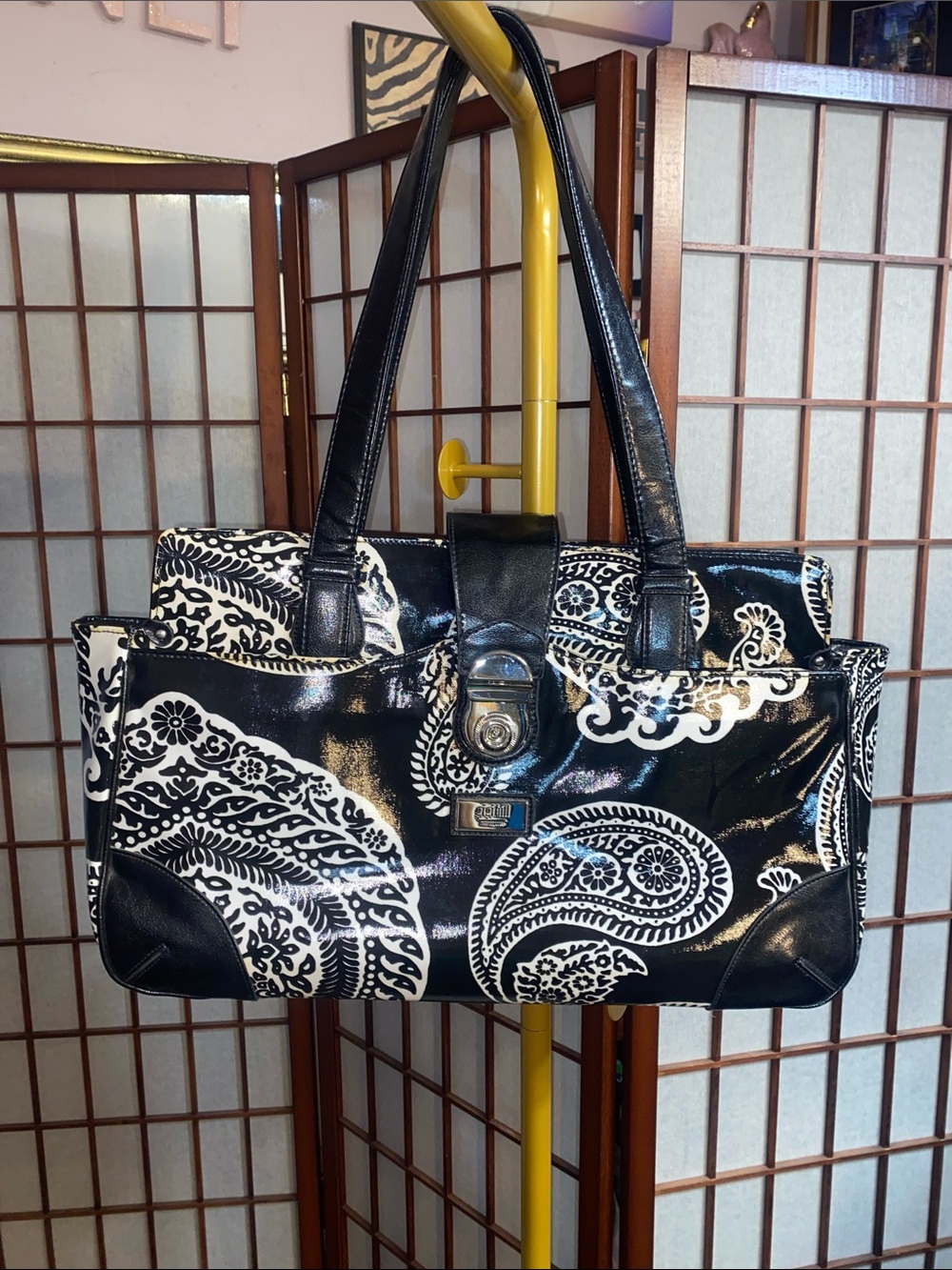 Gigi Hill Latched Water Resistant Tote Purse with Striped Interior - Picture 3 of 17